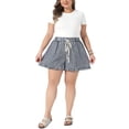 thumbnail image 2 of Agnes Orinda Women's Plus Size Boxer Shorts Ruffle Shorts Elastic Waist Drawstring Summer Casual Lounge Cute Short with Pocket 1X Black, 2 of 6