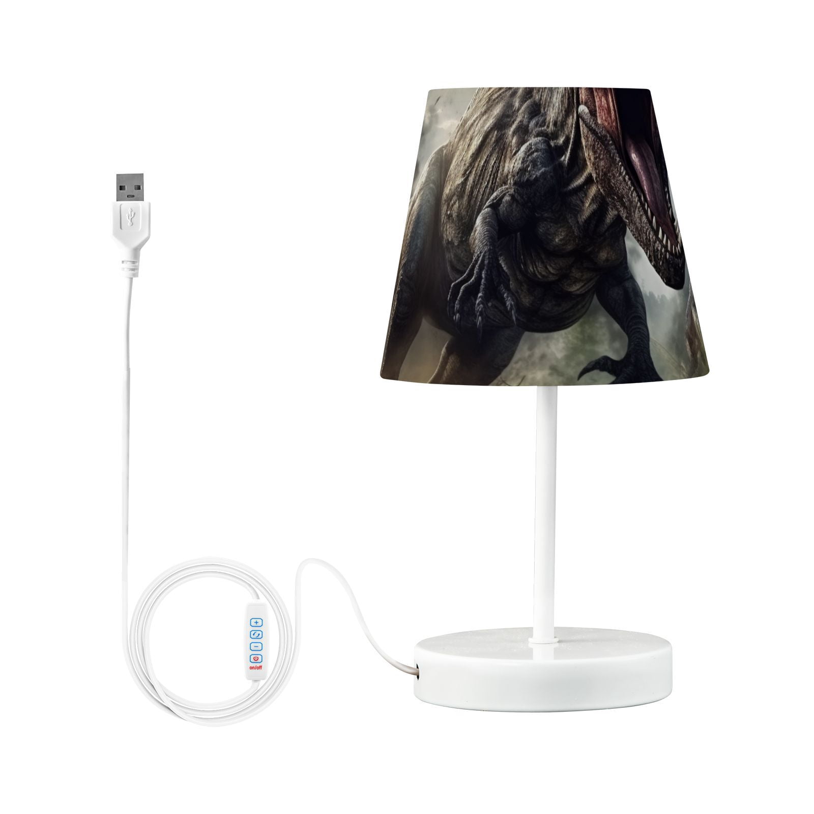 Dinosaur Fire Trees Clouds LED Desk Lamp Table Lamp USB Bedside Nightstand Small Lamp for Bedroom Living Room Kids Room