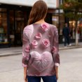 thumbnail image 6 of Women's Valentine's Day Print Fashion Casual 3/4 Sleeve Round Neck Top, Lightweight Comfortable Blouse for Spring and Summer Outfits,Light pink,XL, 6 of 6