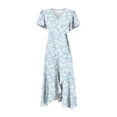 thumbnail image 5 of Women's Floral V-neck Short-sleeved Dress, Retro Elegant A-line Vacation Beach Dress, 5 of 9