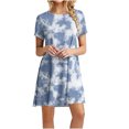 thumbnail image 1 of Robe Mini pour Femmes 2023 Été Décontractée à Manches Courtes Mignonne à Col Rond Robe Fluide à Imprimé Floral Ample Robe T-Shirt de Plage, 1 of 4