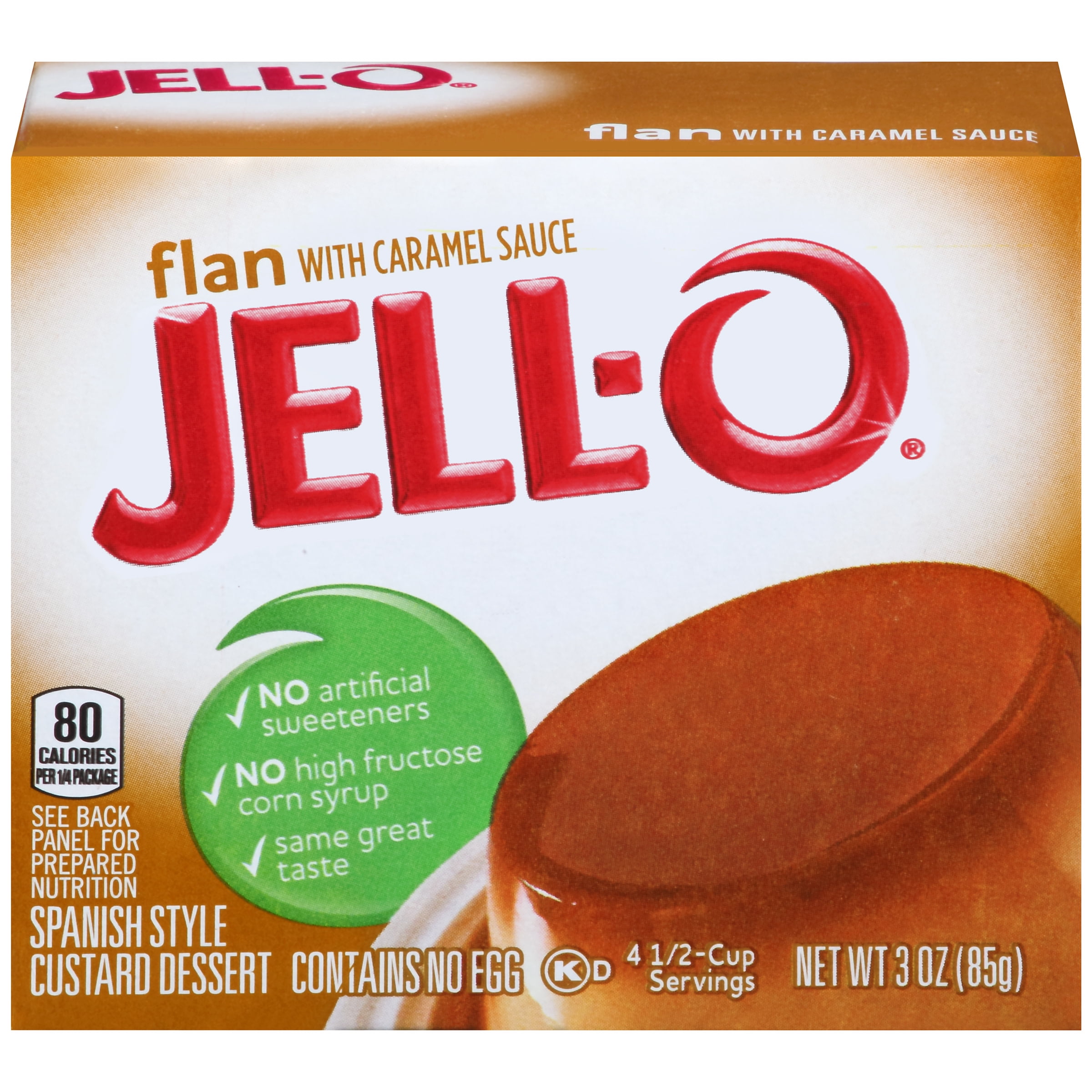 JellO Flan with Caramel Sauce Spanish Style Custard Dessert Mix, 3 oz