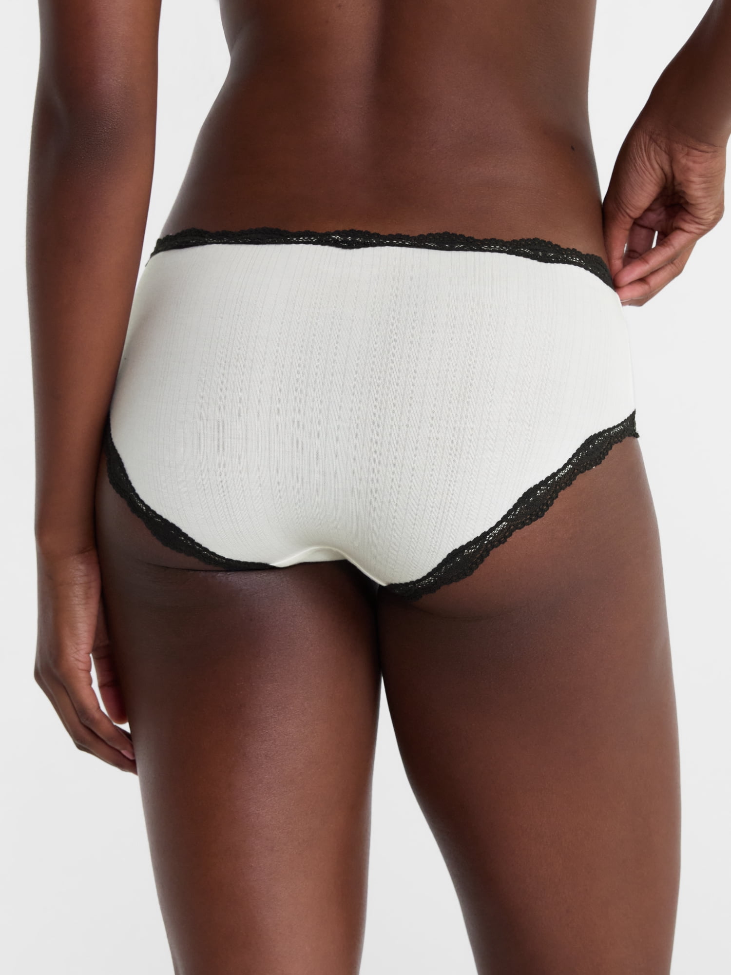 Joyspun Women's Modal Hipster Panties with Lace, 3-Pack, Sizes XS-XXXL