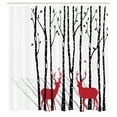 thumbnail image 2 of Ambesonne Antlers Shower Curtain, Deer Tree Forest Bird, 69"Wx75"L, White Black Red, 2 of 4
