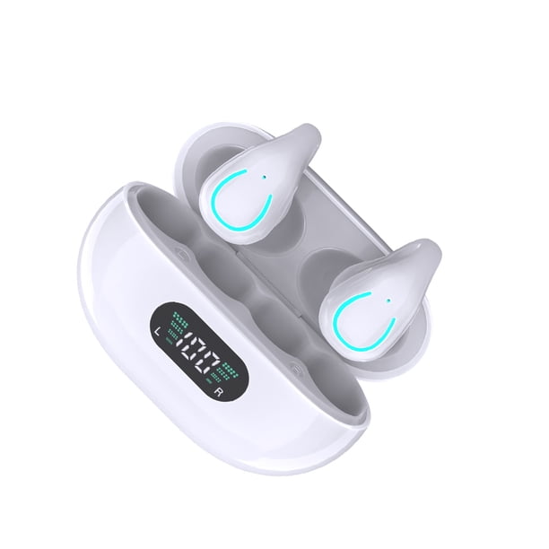 Moyic Auriculares inalámbricos Pantalla LED Bluetooth-compatible5.3 Auriculares Conducción ósea Ear-Clip Auriculares Auriculares Cables de audio/vídeo Blanco