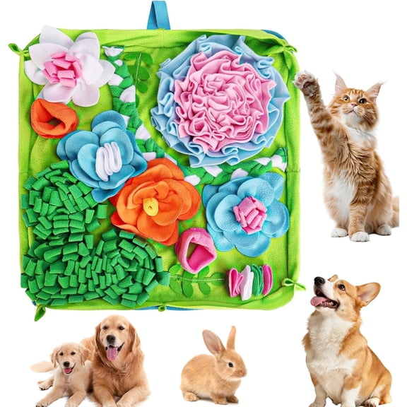 KBASE Snuffle Mat for Dogs ,Slow Feeder Interactive Puzzle Dog Food Mat, Encourages Foraging, Easy to Clean, 19.7 "x 19.7"