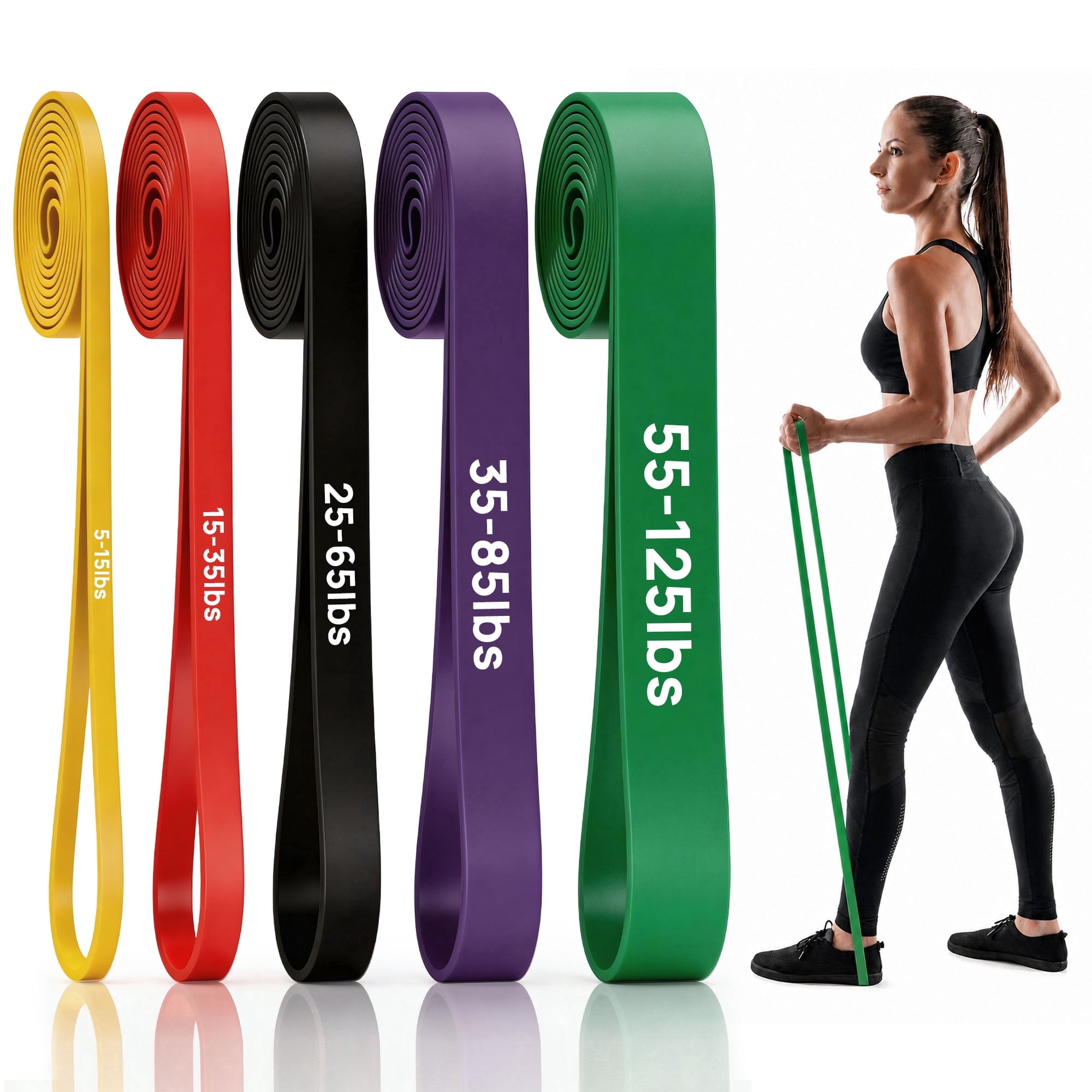 TICKJOY Pull Up Assistance Bands, 5-Level Resistance Bands for Working Out, Pull Up Bands for Men & Women, Exercise Bands for Full-Body Training, Fitness, Stretch Workout Bands at Home, Gym