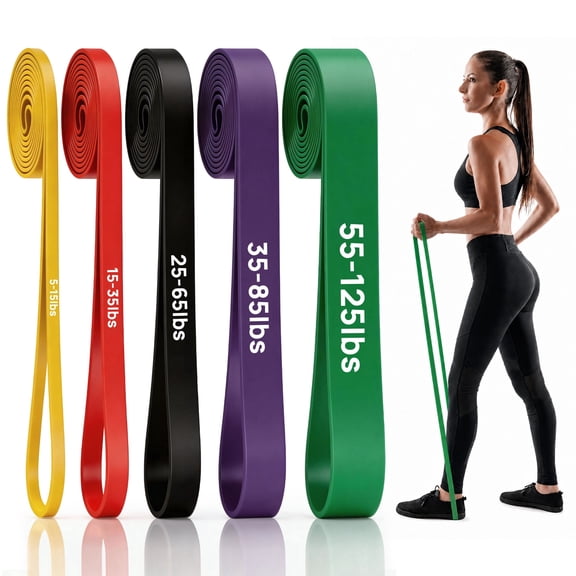 TICKJOY Pull Up Assistance Bands, 5-Level Resistance Bands for Working Out, Pull Up Bands for Men & Women, Exercise Bands for Full-Body Training, Fitness, Stretch Workout Bands at Home, Gym