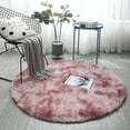 thumbnail image 4 of Sonbest Fluffy Colorful Shag Round Area Rug Plush Carpet For Kids Girls Living Room Bedroom Decor Multicolor Area Rug (Round) Gradient Dark Gray 120*120, 4 of 7