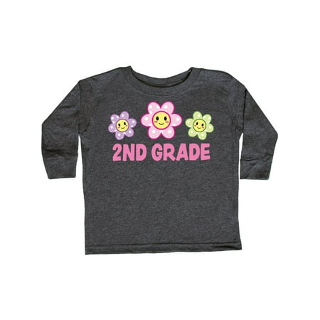 

Inktastic 2nd Grade with Polka Dot Flowers Gift Toddler Toddler Girl Long Sleeve T-Shirt