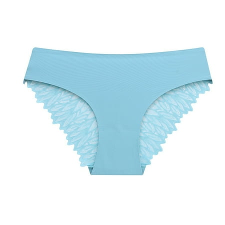 GHSOHS Womens Underwear Panty Womens Panties Cotton Lace Boyshorts Lace No Show Bikini Soft Breathe Seamless Panties Ladies Hipster Underwear Cotton Crotch Underpants Blue Briefs High Waisted Th L