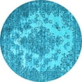 thumbnail image 1 of Ahgly Company Indoor Round Oriental Light Blue Industrial Area Rugs, 4' Round, 1 of 4