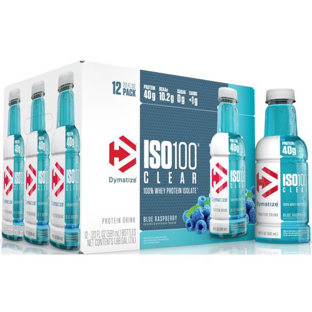 Dymatize ISO 100 Clear, 100 Whey Protein Isolate Drink, Blue Raspberry