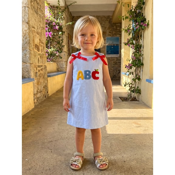 Toddler Kids Girl Back to School Dress Sleeveless Apple A-Line Tank Dress