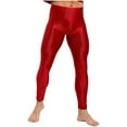 thumbnail image 2 of vastwit Men's Oil Glossy Tights Opaque Compression Pants Stretchy Leggings Burgundy XL, 2 of 5