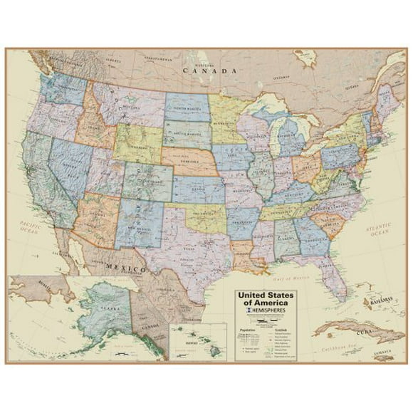 Hemispheres Hemispheres Boardroom Series United States Laminated Wall Map (HM04)