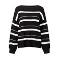 thumbnail image 2 of Vedolay Cropped Sweater Womens V-Neck Long Sleeve Ribbed Knit Sweaters Pullover Loose Fitting Tops,Black S, 2 of 3