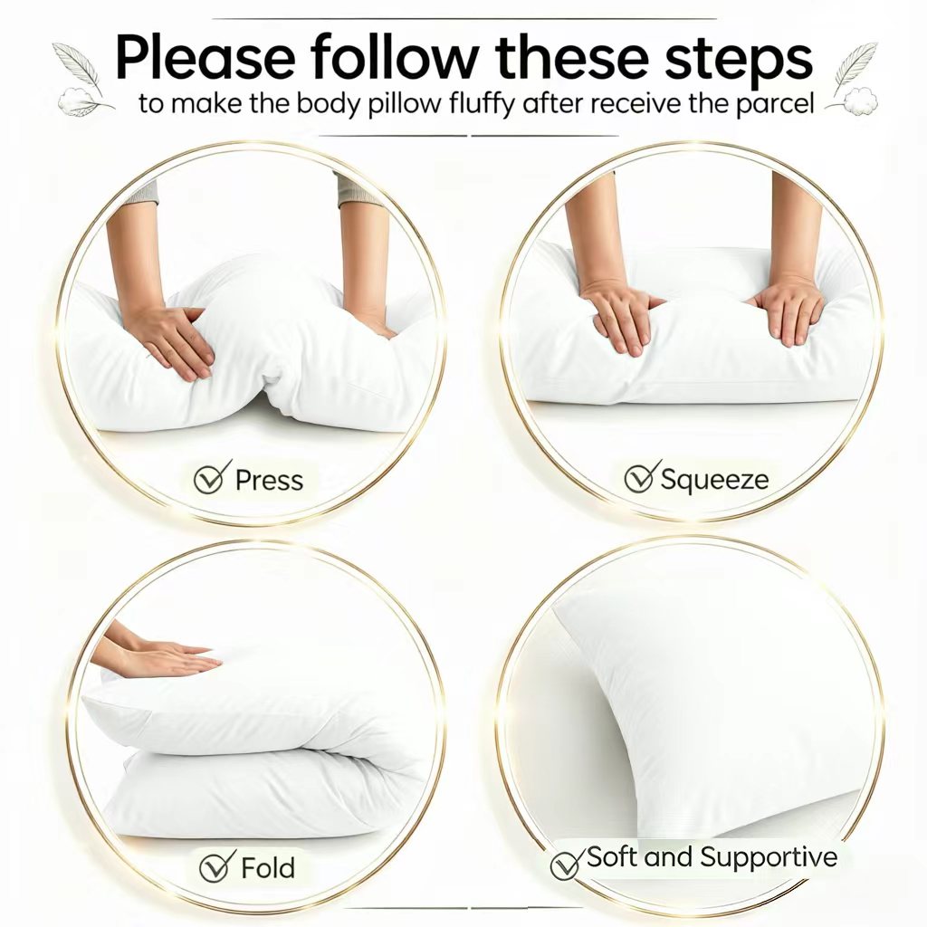 BedTreat Full Body Pillow Insert 20x54 White photo 3