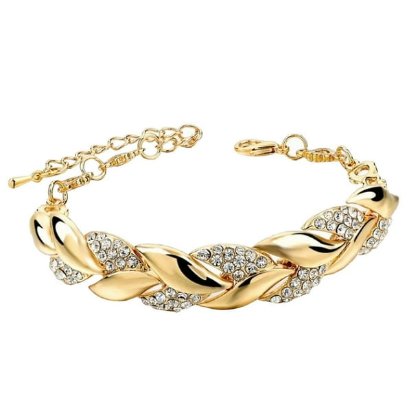 Con la moda europea pulsera de joyería y joyas de oro de 18 quilates de las mujeres de la boda pulsera de la hoja de pulseras