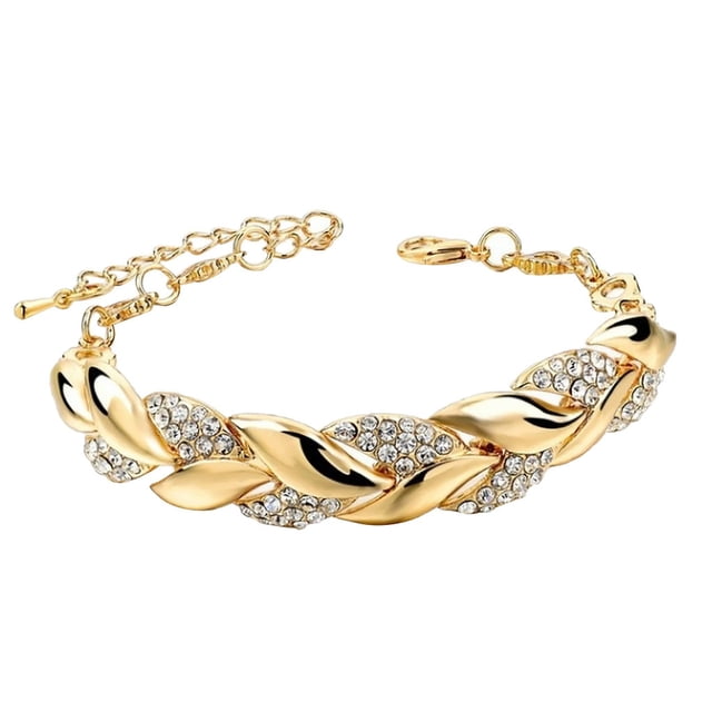 Con pulsera de moda europea y joyas para mujer, joyas de oro de 18 quilates, pulsera de boda, pulseras de hojas