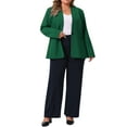 thumbnail image 3 of Agnes Orinda Women's Plus Size Blazer Button Down Collarless Long Sleeve Business Casual Jacket with Pockets 4X Dark Green, 3 of 7