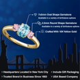 thumbnail image 2 of Gem Stone King 10K Yellow Gold Blue Zircon and Pink Lab Grown Diamond Engagement Ring for Women | 1.61 Cttw | Oval 7X5MM | Gemstone Birthstone | Size 8, 2 of 6