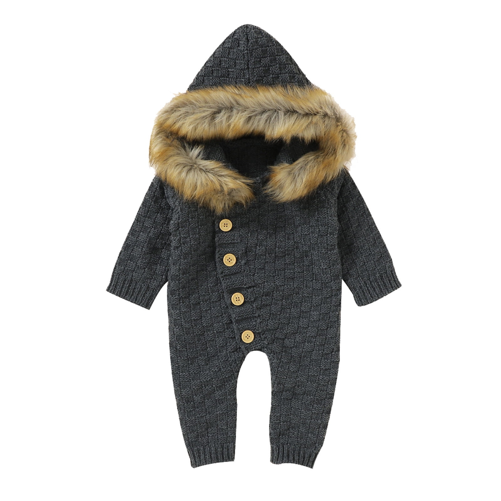 TUOBARR Infant Baby Boys Girls Winter Keep Warm Knit Hoodie Romper