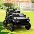 thumbnail image 7 of 12V Powered Ride on Car Toy, Ford Bronco Raptor Kids Electric Vehicle Car with Parent Remote, Battery Powered Ride on Truck for Boys Girls w/ Rear Wheel Suspension, Bluetooth, Black, 7 of 7