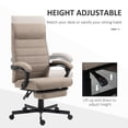 thumbnail image 3 of Office Chair, Linen High Back Computer Desk Chair, Swivel Recliner with Adjustable Height, Footrest and Padded Armrest, Brown, 3 of 7