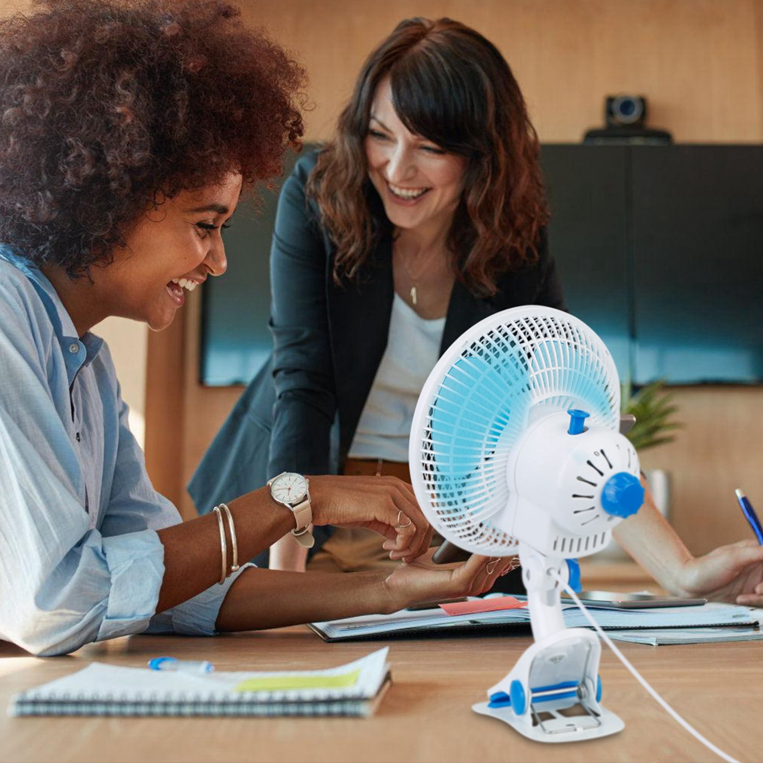 3-in-1 Clip On Fan, Quiet Small Desk Fan with 2 Speeds & Auto Oscillation, Clamp Fan for Office Bedroom Stroller, Safe for Baby
