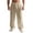 Khaki, variant on GrmtClth Mens Linen Pants Drawstring Elastic Waist Casual Beach Yoga Pants Lightweight Loose Fit Lounge Pants Summer Baggy Travel Pant with Deep Pockets Blue 3XL