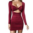 thumbnail image 2 of DPTALR Women's Solid Color Slim Hollowing Package Hip Bustier Dress, 2 of 9