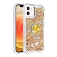 thumbnail image 2 of Funda para iPhone 12 Mini con Brillo Líquido Flotante, Purpurina, Parachoques y Anillo Giratorio Soporte, 2 of 5