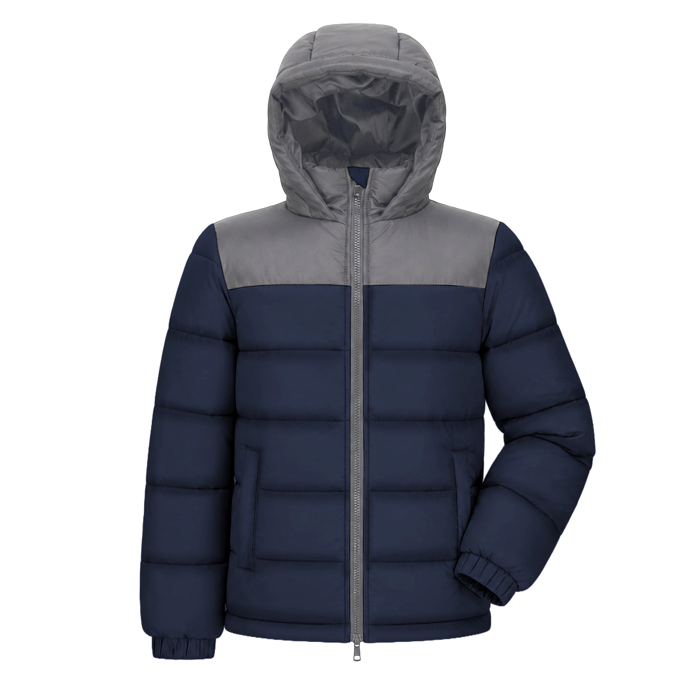 Trailmaker (10 Pack) Boys Kids Hooded Water Resistant Insulated Puffer Jackets, Midweight with Pockets, Cinched Cuffs, Two-Way Zippers (10 Pack, Assorted Colors)