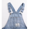 thumbnail image 6 of KIDSCOOL SPACE Trendy Washed Girls Denim Overall Dress, Raw Frayed Hem Jean Pinafore Dress with Hammer Loop, Light Blue,7-8 Years, 6 of 8