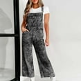 thumbnail image 2 of hotojiny Denim Jumpsuits for Women Wide Leg Capri Jean Overalls Casual Loose Adjustable Strap Rompers with Pockets, 2 of 6