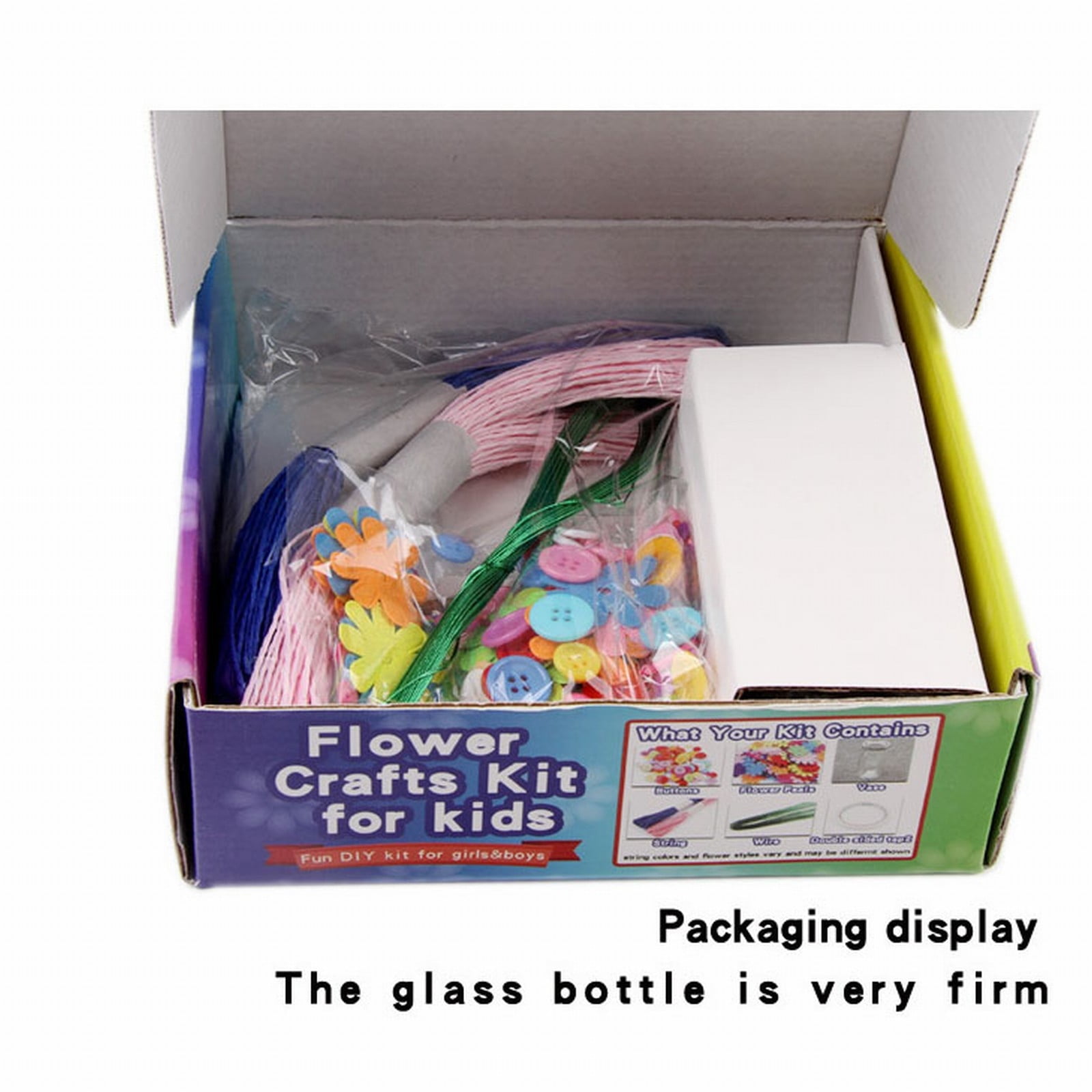 Flower Craft Kit For Kids DIY Bouquet Making Art Project Educational Toy For Children Button Flower Arrangement Activity