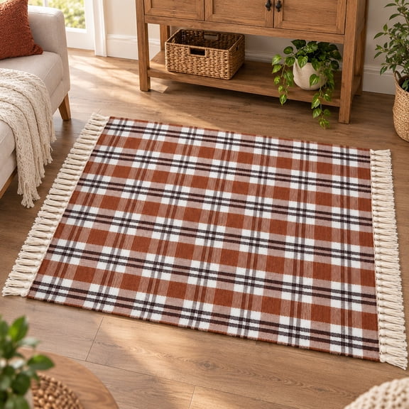 Texas Halloween Plaid Doormat 39.37x59.05 in Front Porch Layering Rug Reversible Design Farmhouse Style Decor Entryway Welcome Rug Spooky Season Decor Weather Resistant Rustic Fall Decor