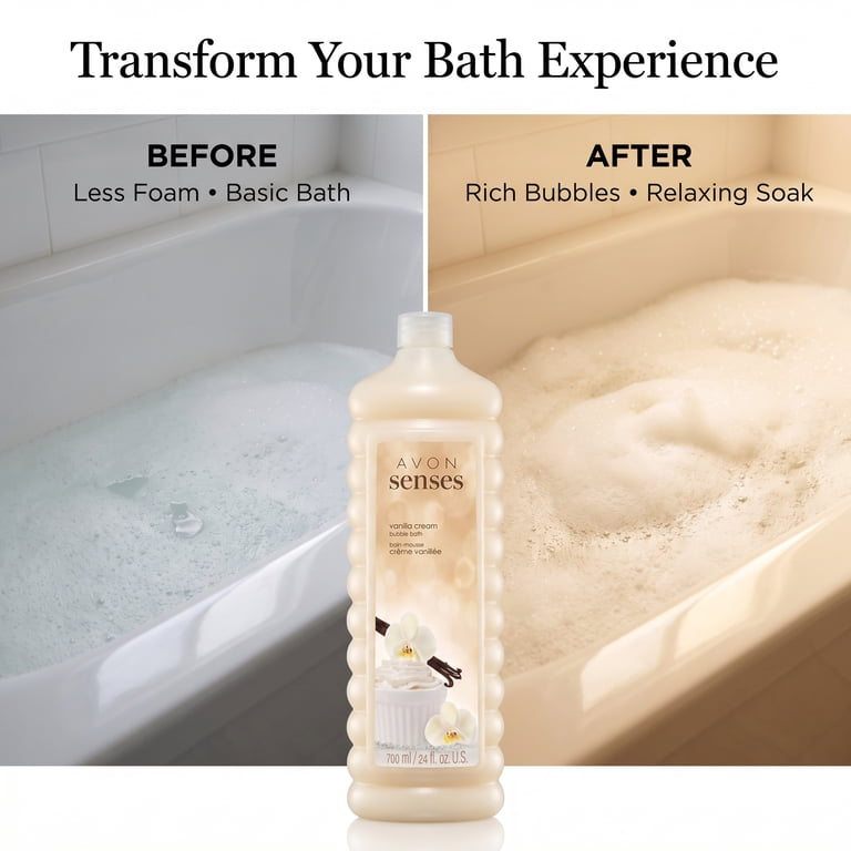 Avon Senses Vanilla Cream Foaming Bubble Bath, 24 oz photo 5