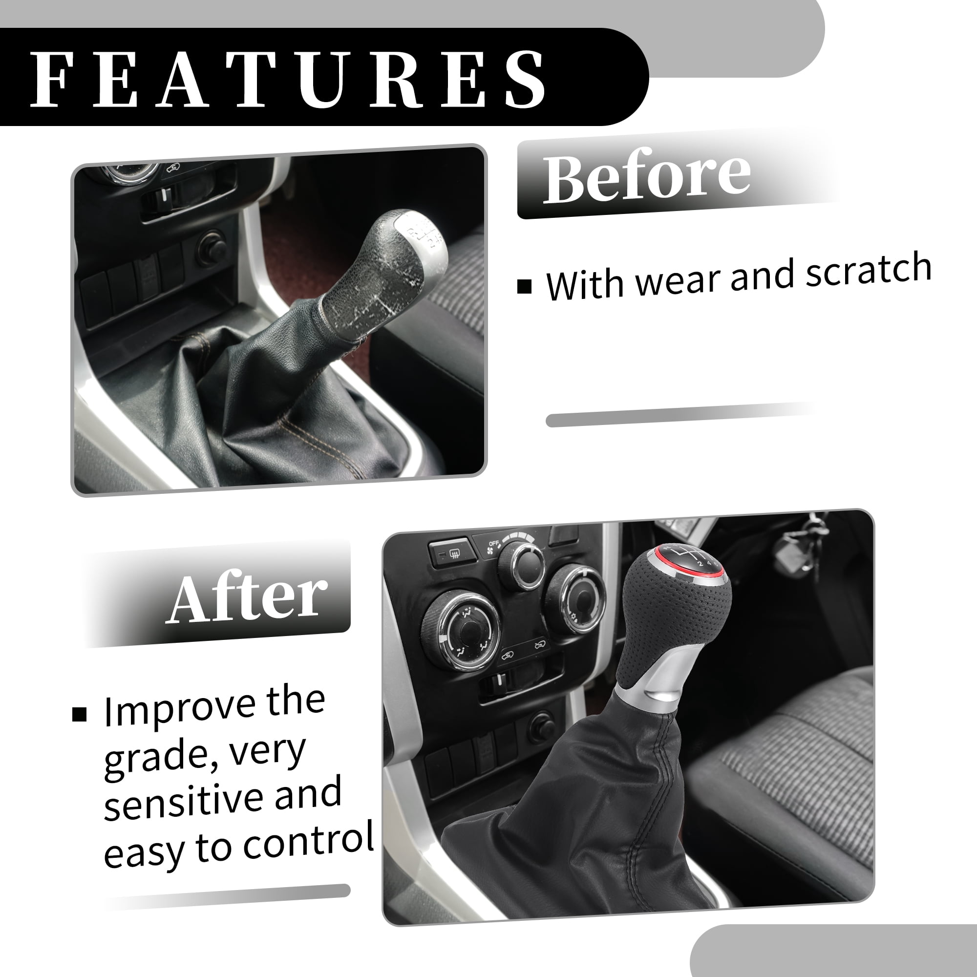 Unique Bargains 6 Speed Manual Gear Shift Knob with Dust Cover - Stick Shifter Knob - for Audi A6 2004-2008 Faux Leather