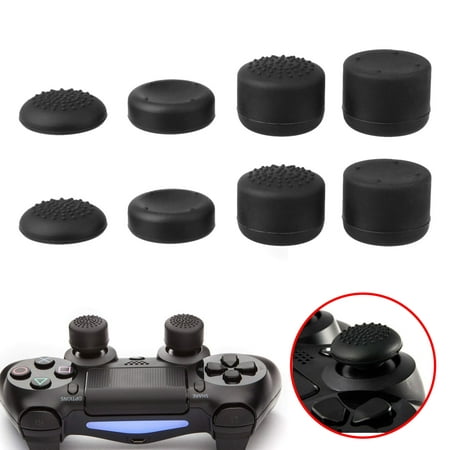 8pcs Black Silicone Thumb Stick Grip Cover Caps For PS4 & Xbox One