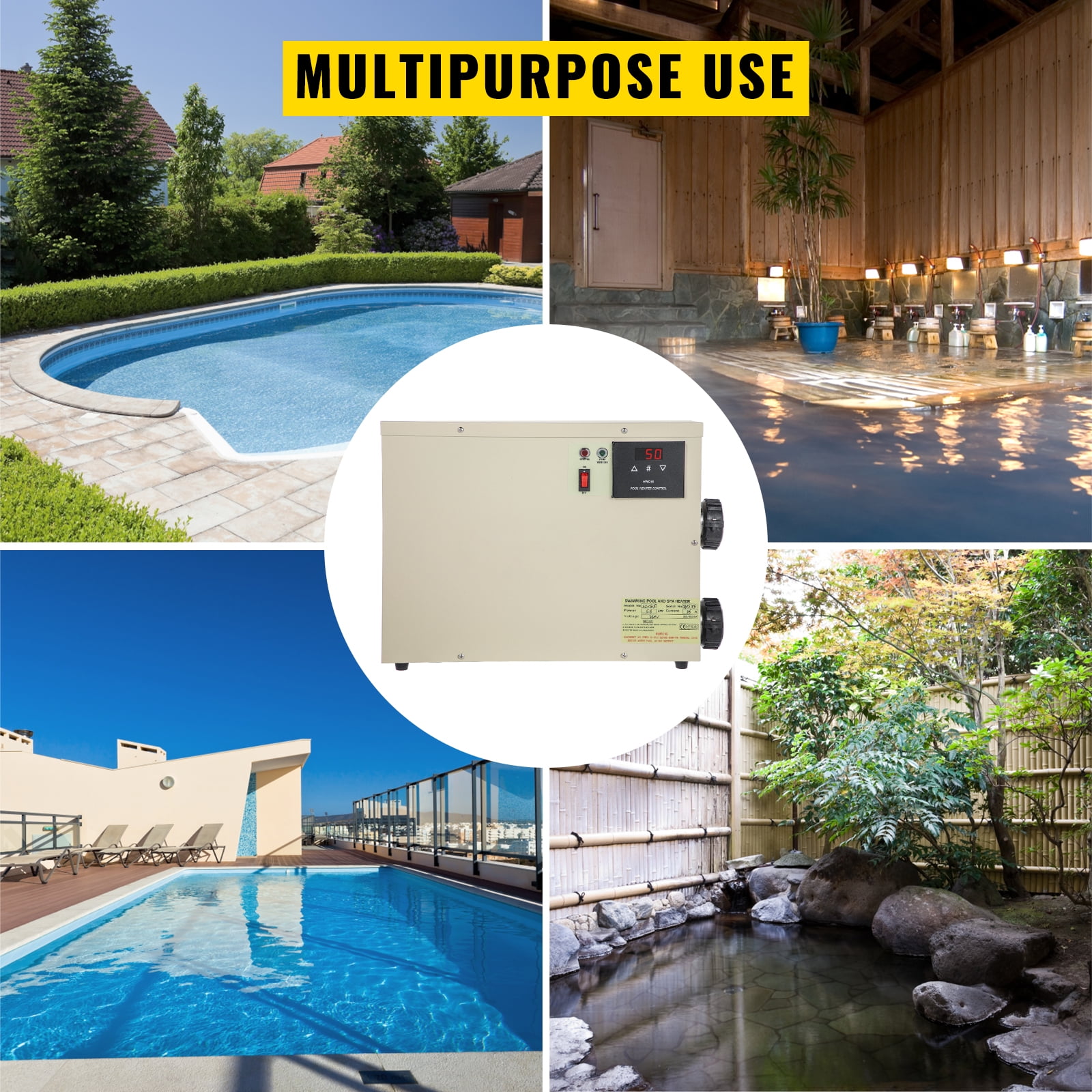 VEVORbrand 11KW 240V Electric Swimming Pool Water Heater Thermostat Hot Tub  Spa - Walmart.com