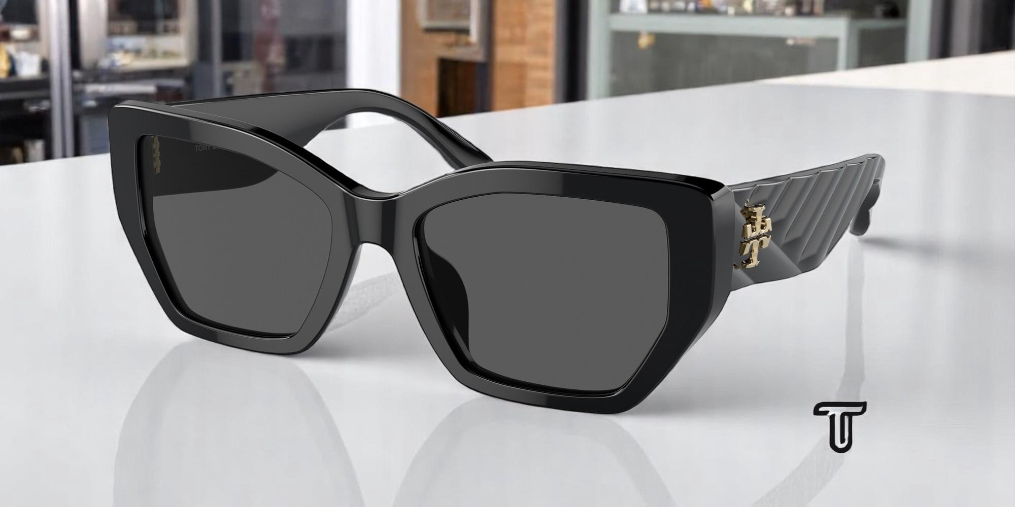 Tory Burch, Sunglasses, Adult Women's Black Wide Temple, 52/20/140