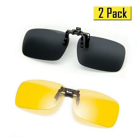 Cyxus [2 Pack] Polarized Lenses Classic Clip-On Sunglasses,[Anti-glare] [UV Protection] Driving/Fishing/Sport/Night Vision