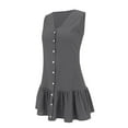 thumbnail image 4 of snilers Summer Dresses for Women V Neck Sleeveless Button Down T Shirt Dress Loose Fitted Swing Midi Dresses Beach Vacation Sundress, 4 of 6