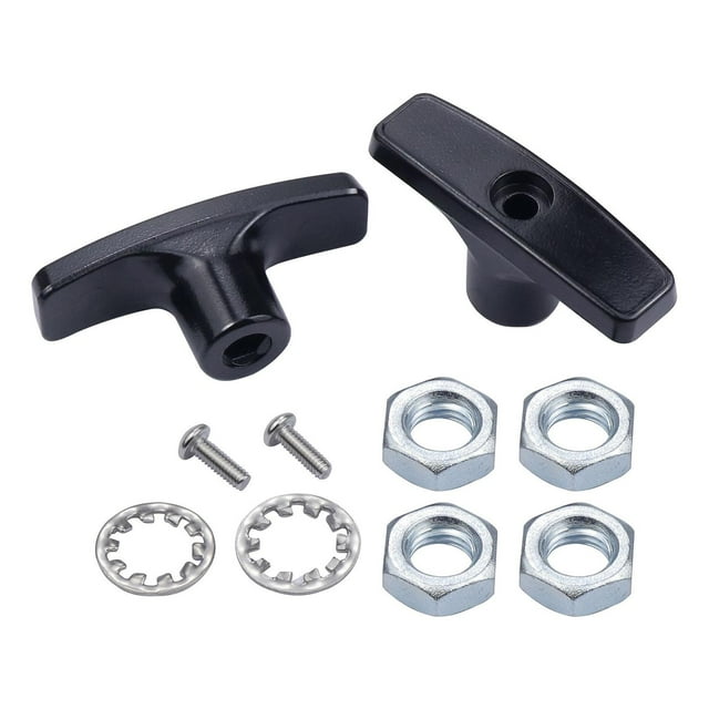 DYNWAVECA 2 Pieces RV Waste Valve Handles Water Tank Hose Handles Threaded 55mm Easy to Install RV Parts Metal with Nuts Screws Gaskets Black