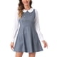 thumbnail image 1 of Vestido mini A-line de manga larga con cuello Peter Pan de cuadros para mujer Chic M Azul, 1 of 6