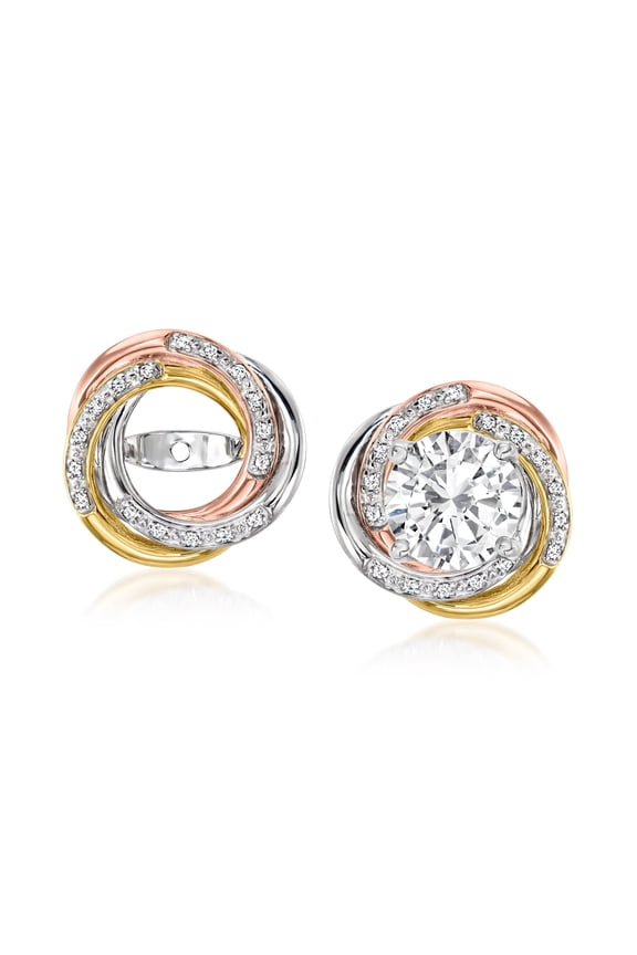 0.10 ct. t.w. Diamond Swirl Earring Jackets in Tri-Colored Sterling Silver, Women's, Adult