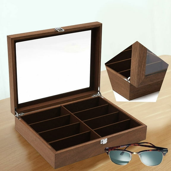 8/12 Slots Wooden Sunglasses Box Eyeglasses Case Sunglasses Wooden Storage Display Box Organizer