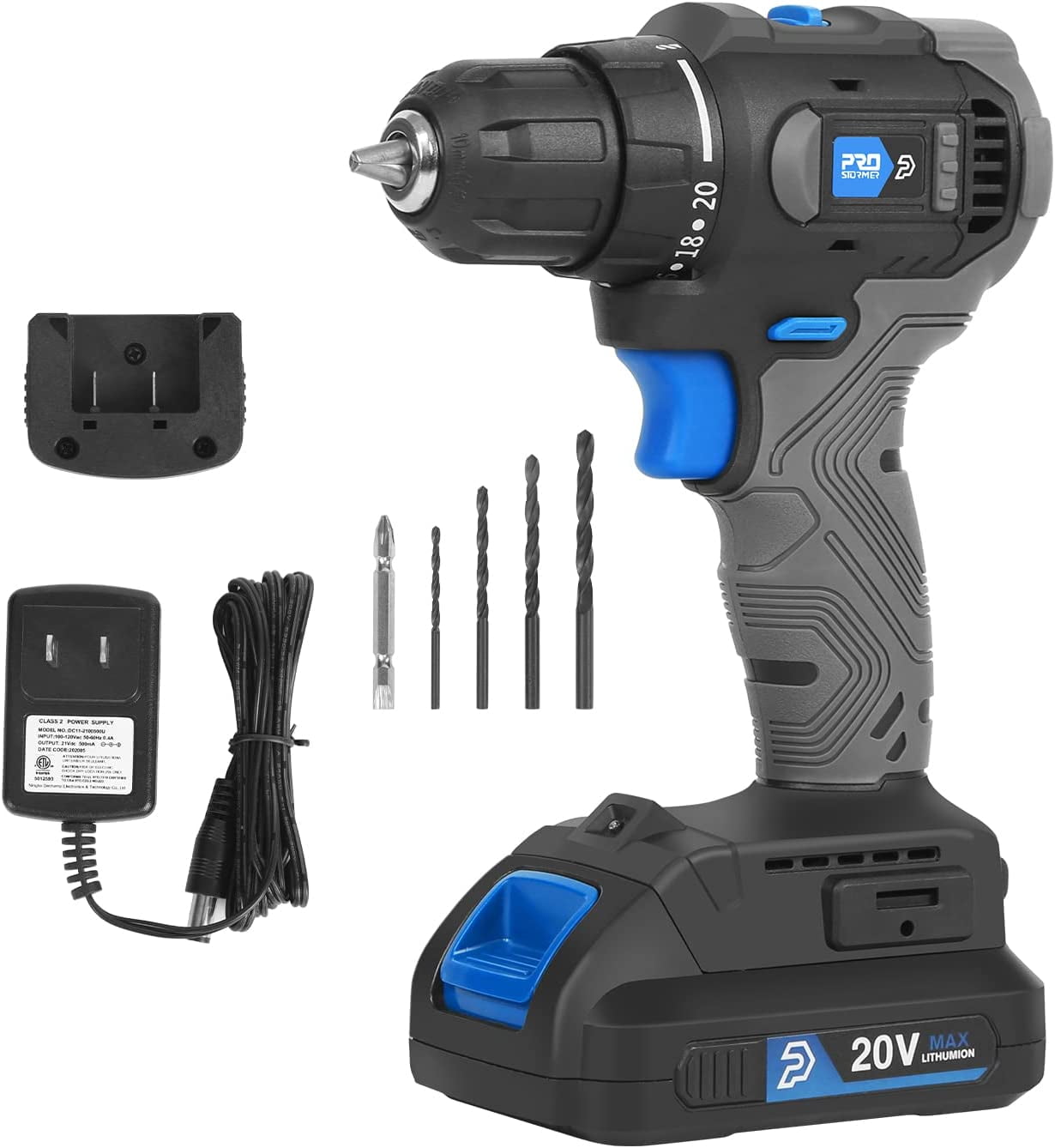 PROSTORMER 20V Brushless Electric Drill, 45NM Outdoor Cordless Power